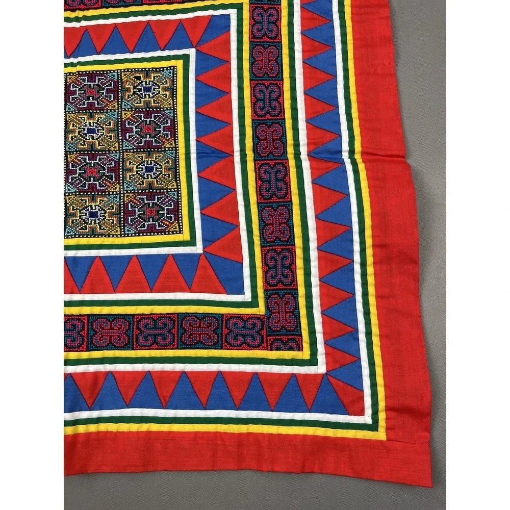 Vintage Hmong Embroidered‎ Handmade Folk Art Cloth Pillow Cover 21 X 23
